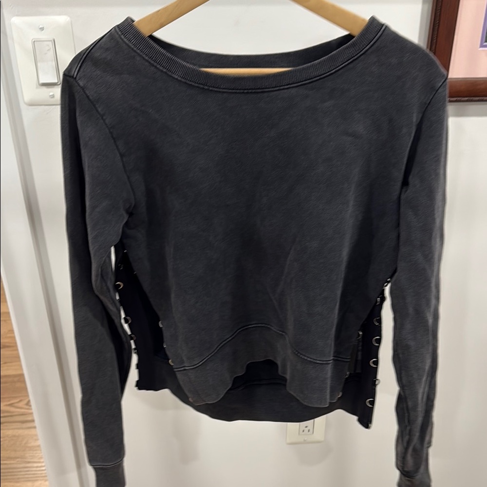 All Saints Black Asymmetrical Cropped Hoodie